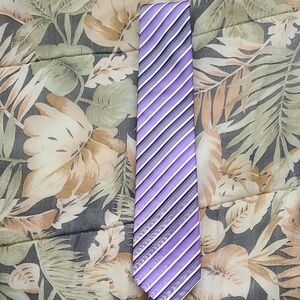 John Ashford Lavender and Silver Striped Tie